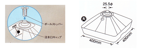 角型タンク式ポールスタンド